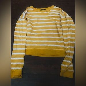 FORVER 21 yellow long sleeve tee with white stripes